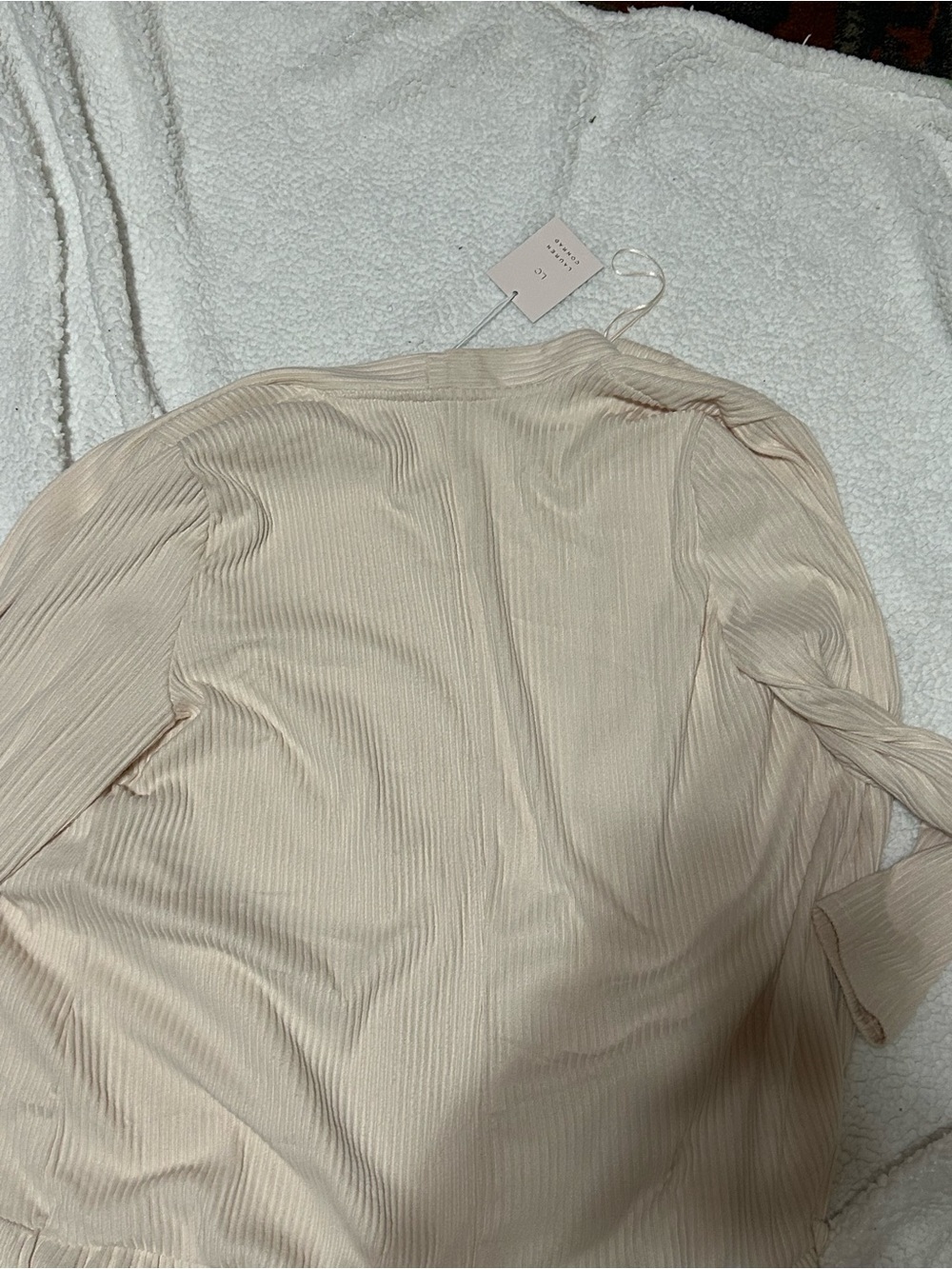 LC Lauren Conrad Cream Ribbed Long Sleeve Top